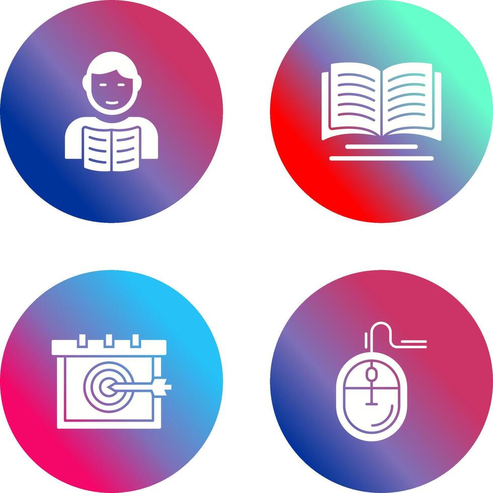 estudiante y libro icono vector