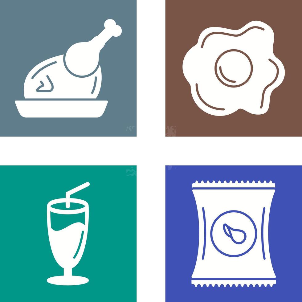 Chicken leg and Fried egg Icon vector