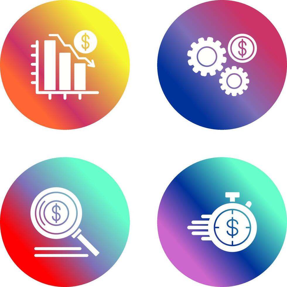 Chart Down and Settings Icon vector