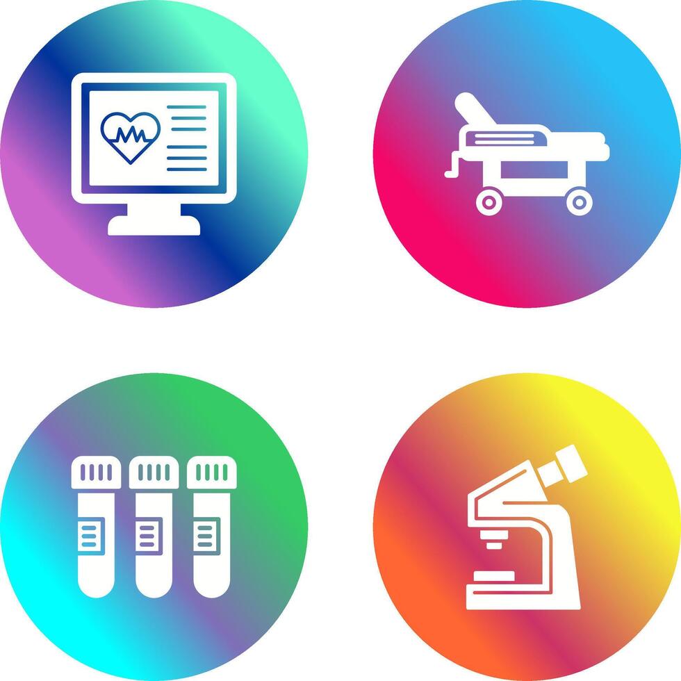 Cardiogram and Hospital Bed Icon vector