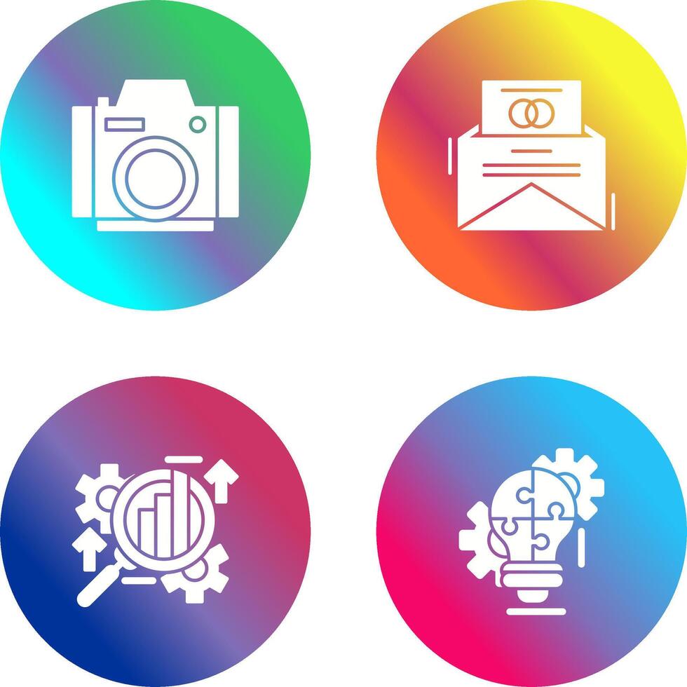 Photo Camera and Invitation Card Icon vector