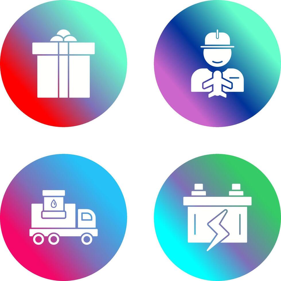 regalo caja y trabajador icono vector