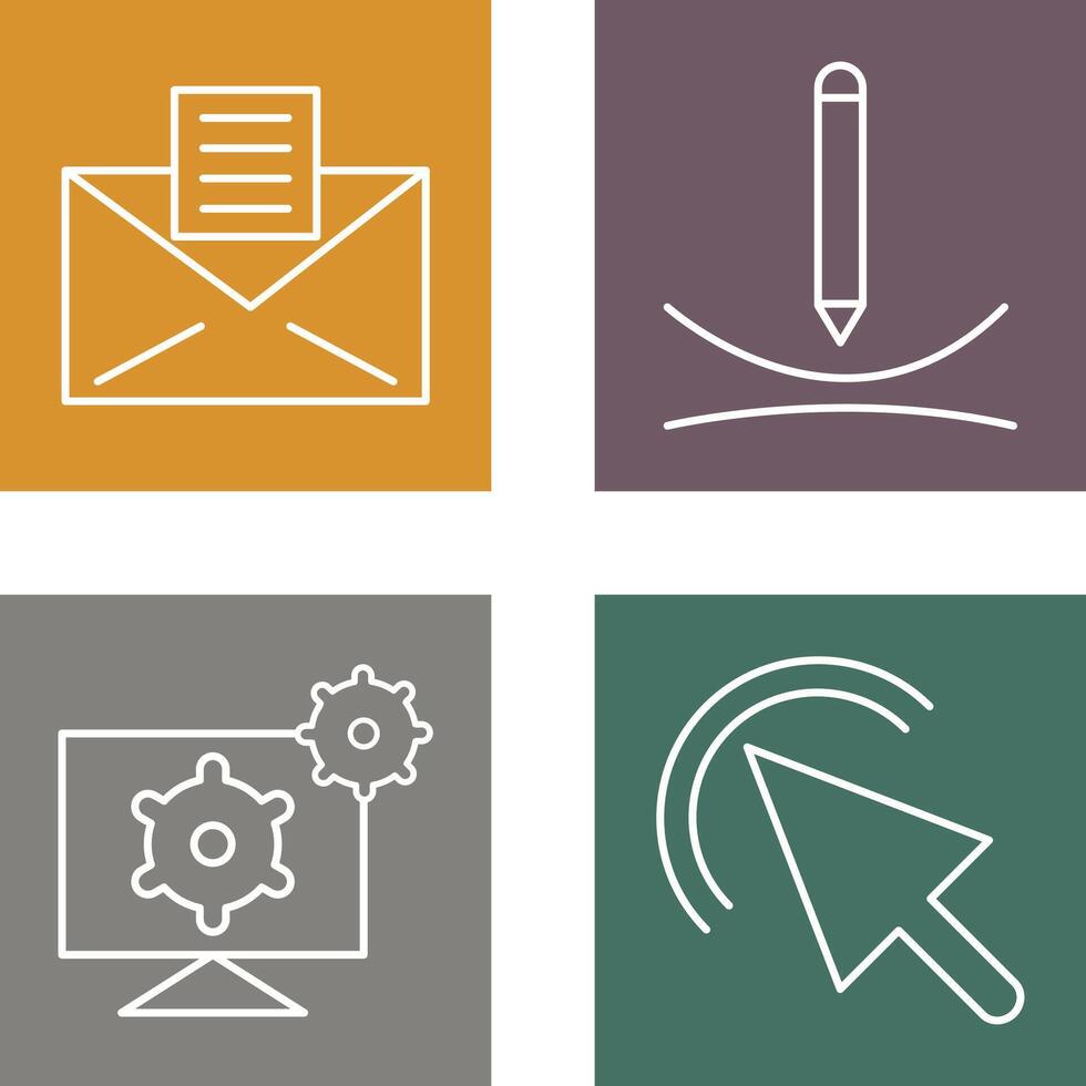 email documents and draw curve Icon vector