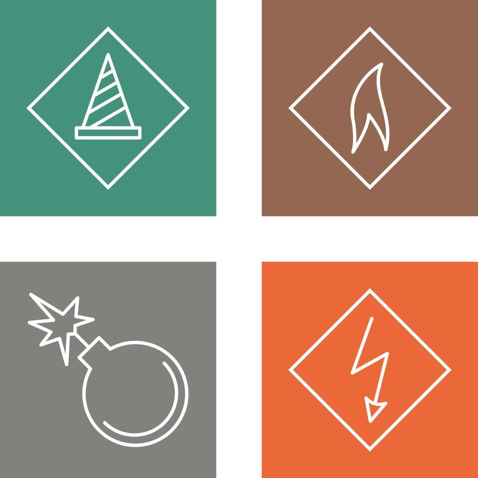under construction and flammable material Icon vector