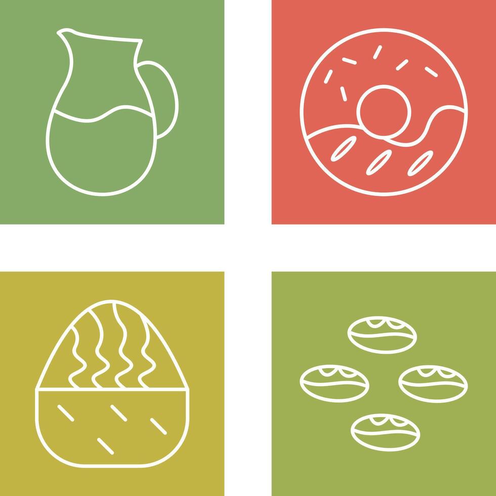 milk jug and cream doughnut Icon vector