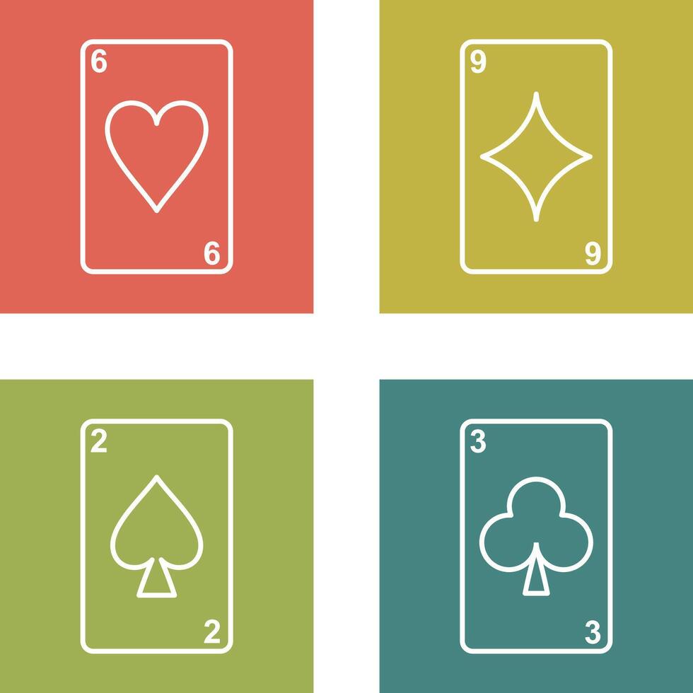 heart cards and diamonds card Icon vector