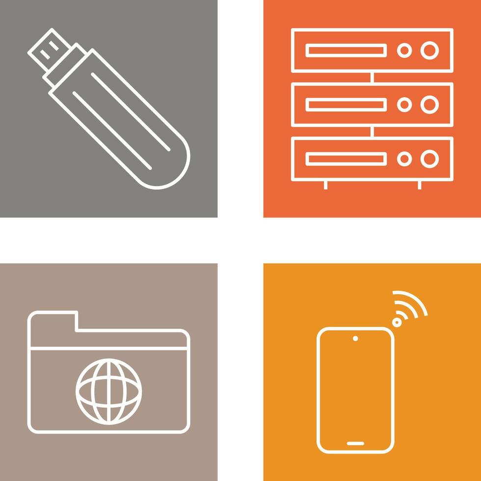 usb drive and server Icon vector