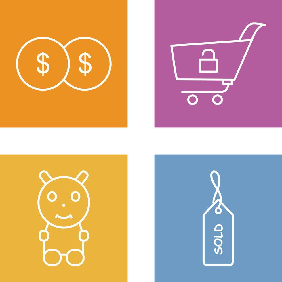 coins and unlock cart Icon vector