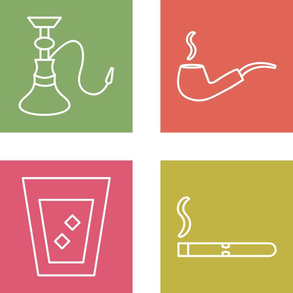 hookah and lit smoking pipe Icon vector