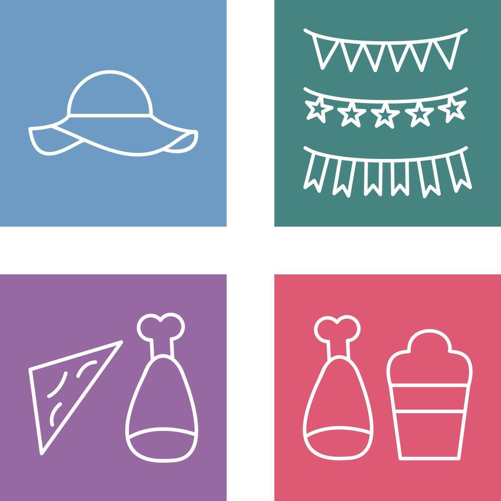 Garlands and Woman Hat Icon vector