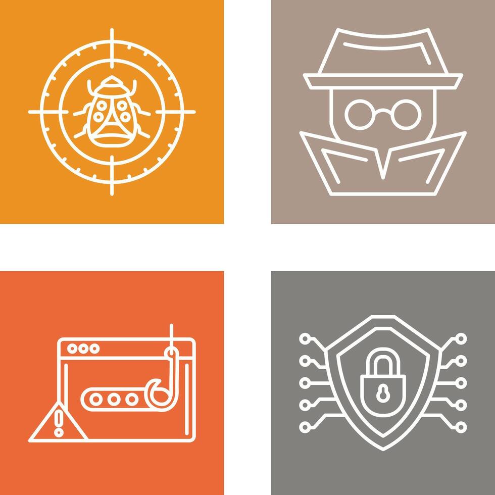 Bug Target and Hacker Icon vector