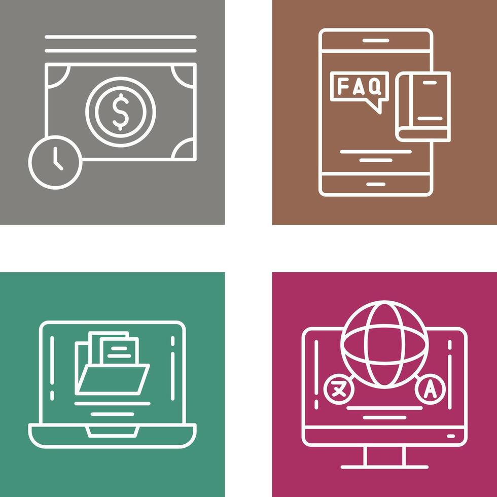 Time is Mony and Faq Icon vector
