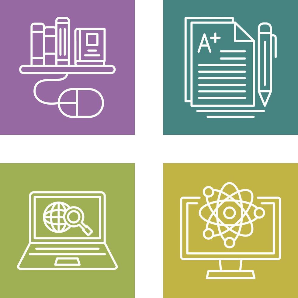 Digital Library and Essay Icon vector
