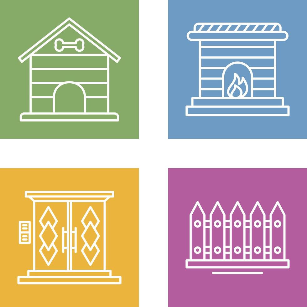 Dog House and Fireplace Icon vector