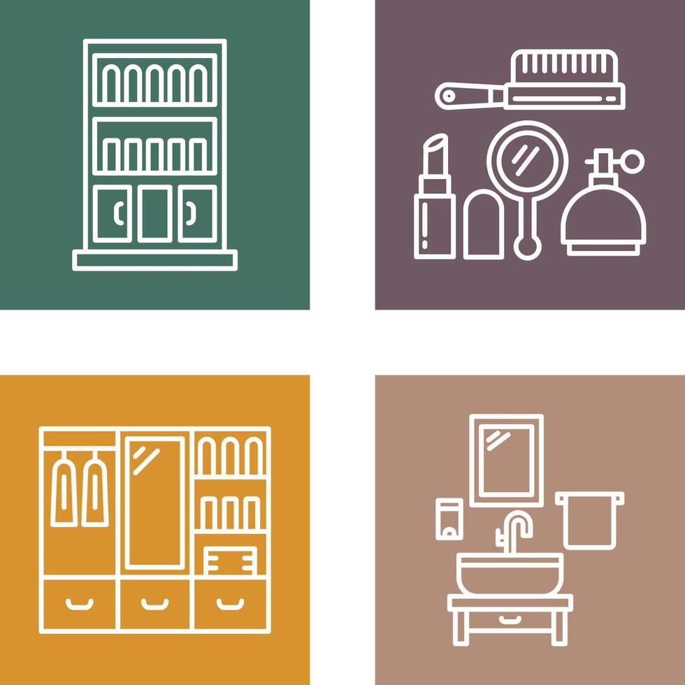 Book Shelf and Makeup Icon vector