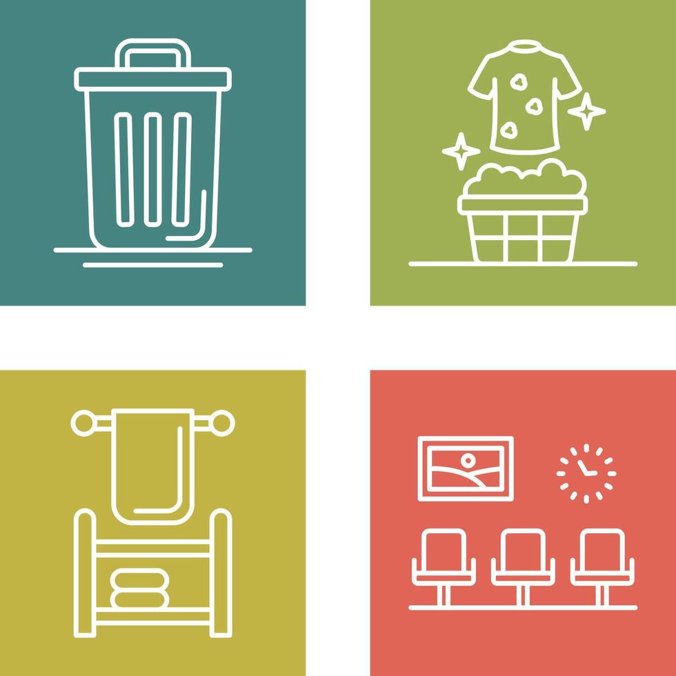 Trash Can and Laundary Icon vector