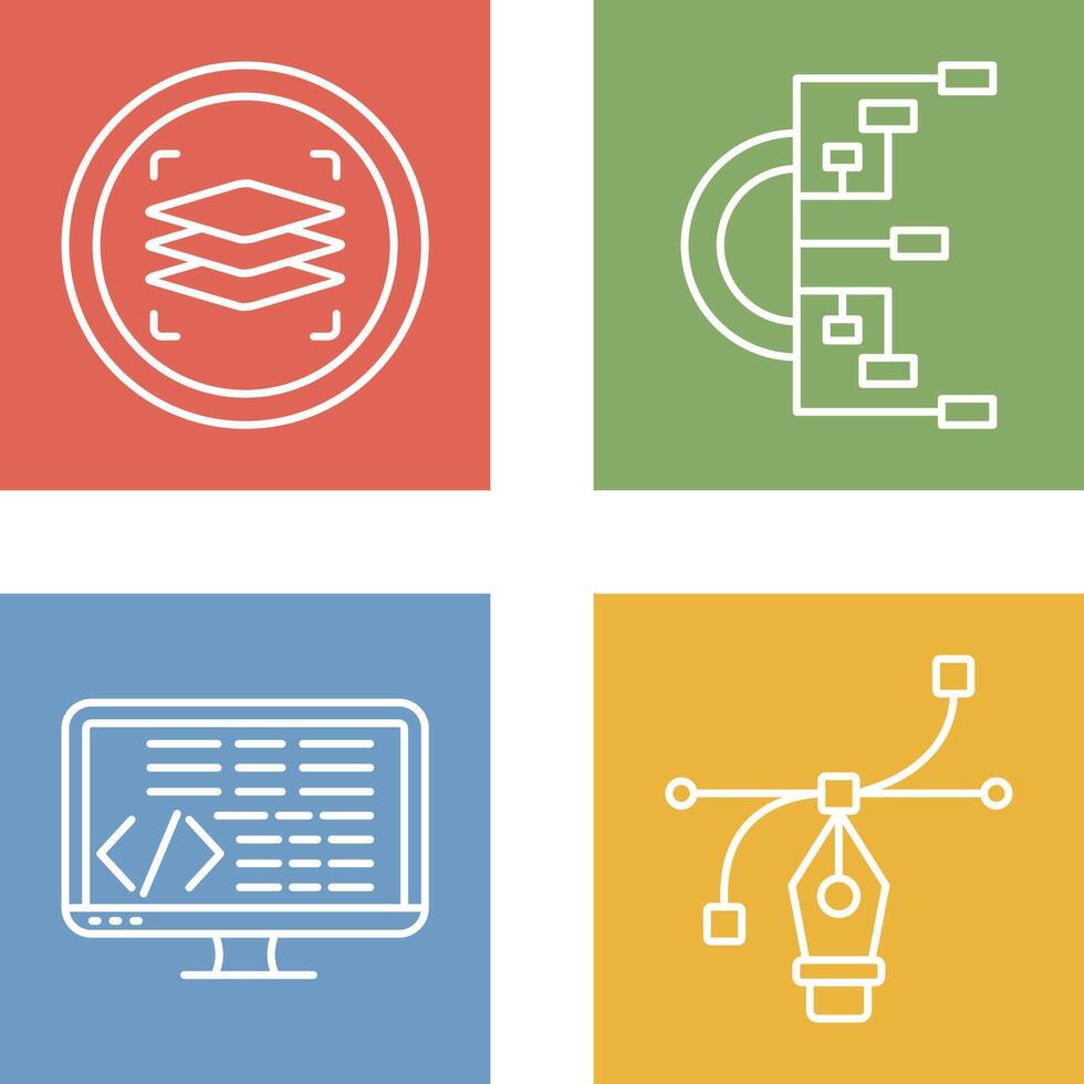 Layers and Flowchart Icon vector