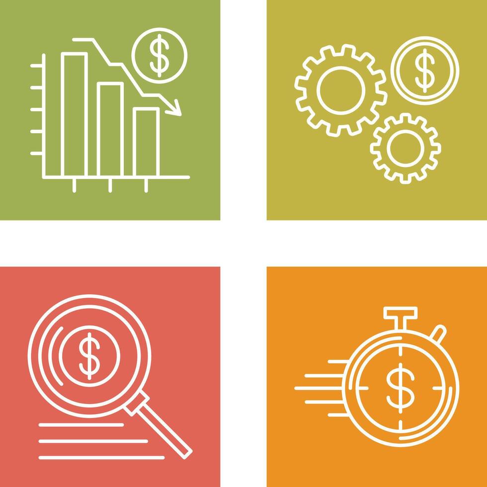 Chart Down and Settings Icon vector