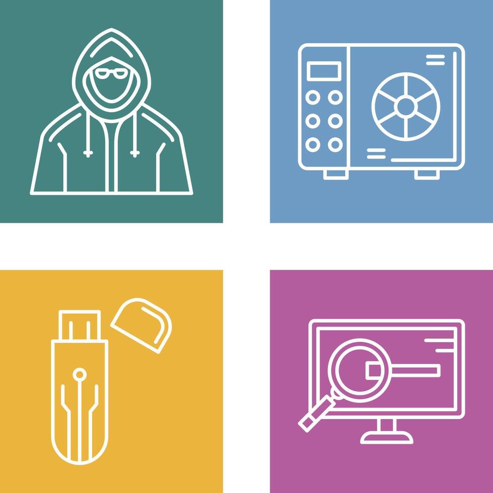 Safe Box and Hacker Icon vector