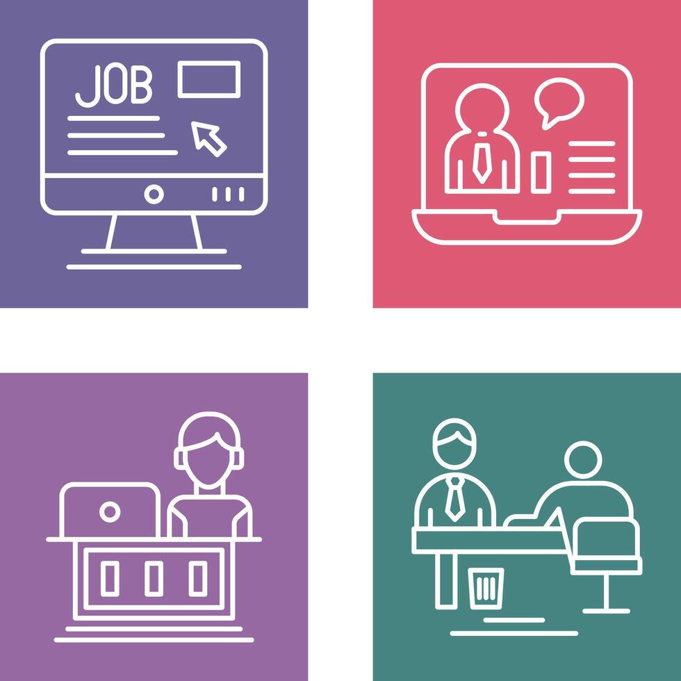 Online Job and Online Job Interview Icon vector