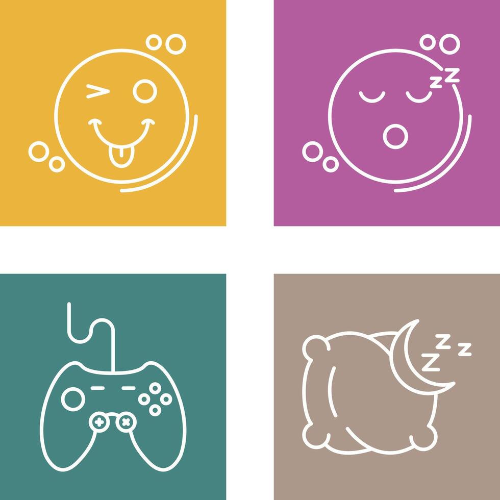 Tongue Out and Sleep Icon vector