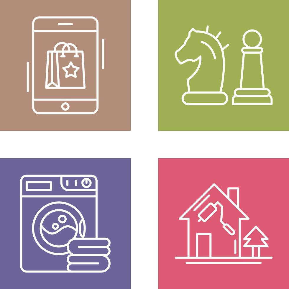 Online Shopping and Chess Piece Icon vector