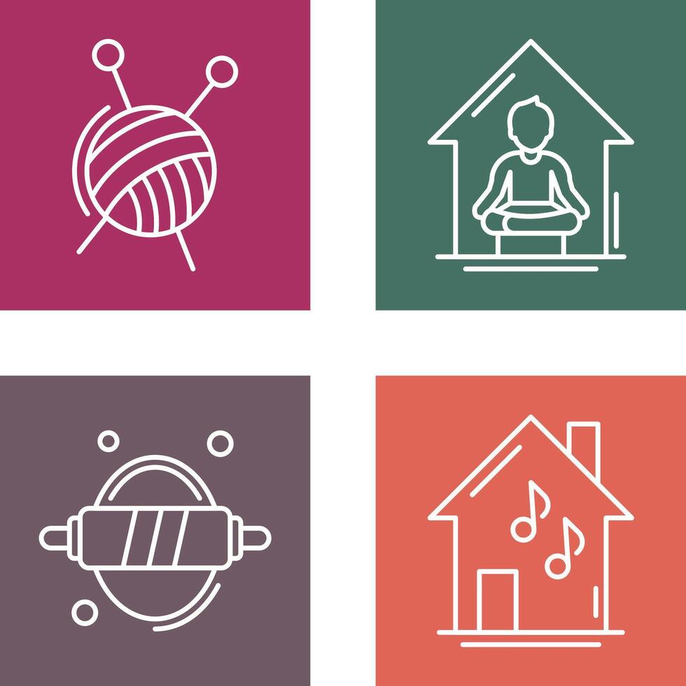 Knitting and Yoga At home Icon vector