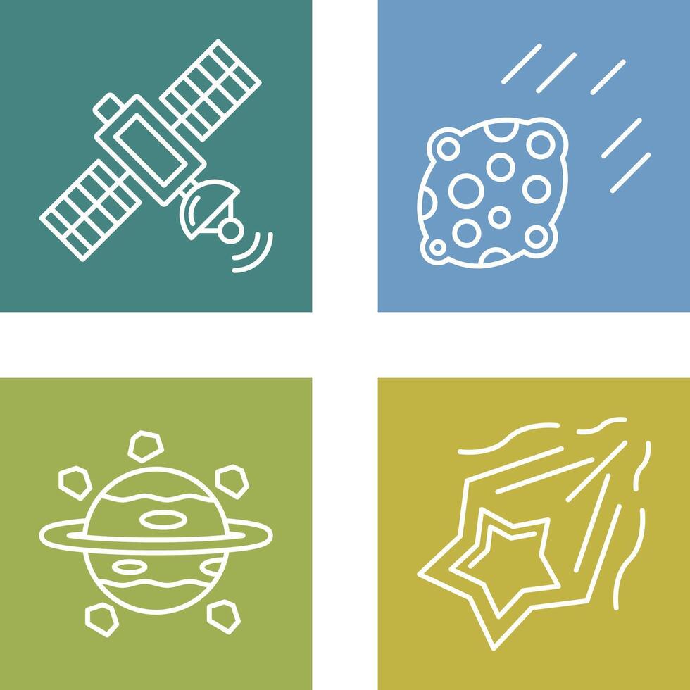 satelite and asteroid Icon vector