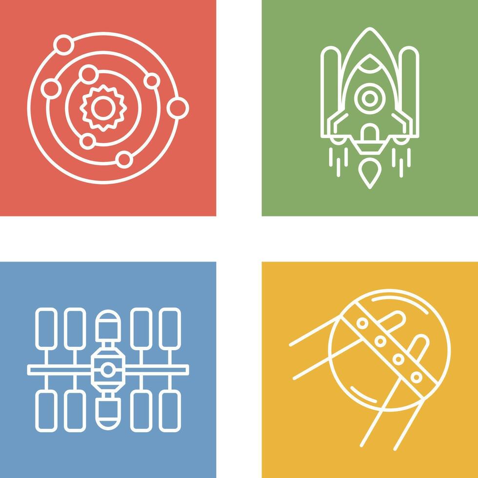 solar systems and space shuttle Icon vector