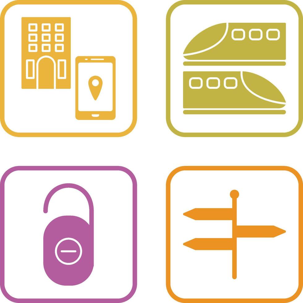 find hotel and train Icon vector