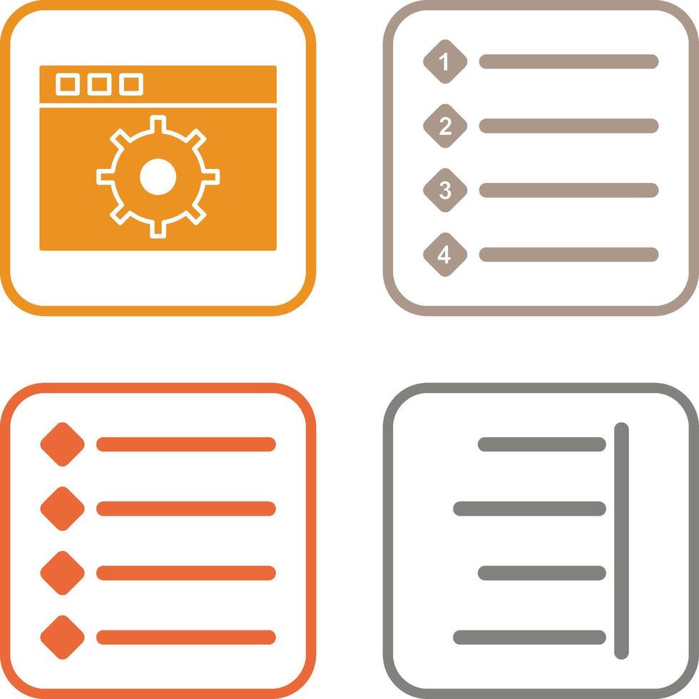 settings and numbered lists Icon vector