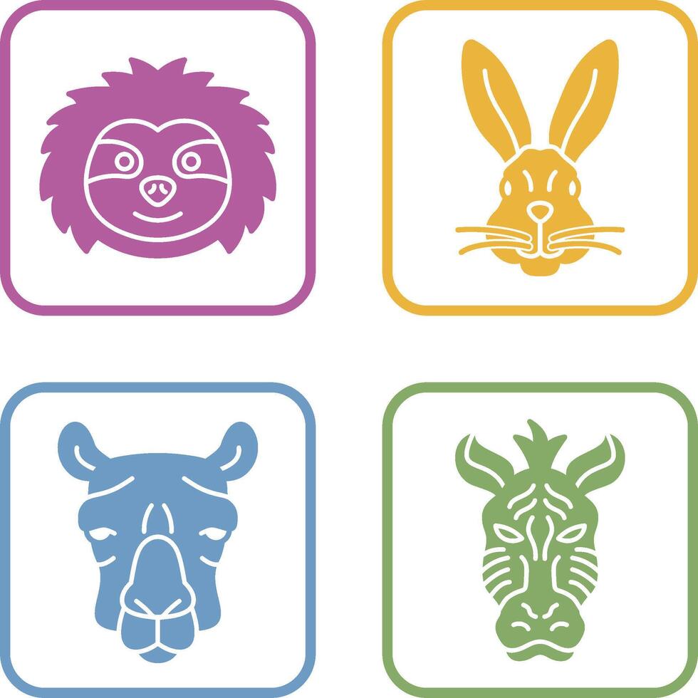 Sloth and Rabbit Icon vector