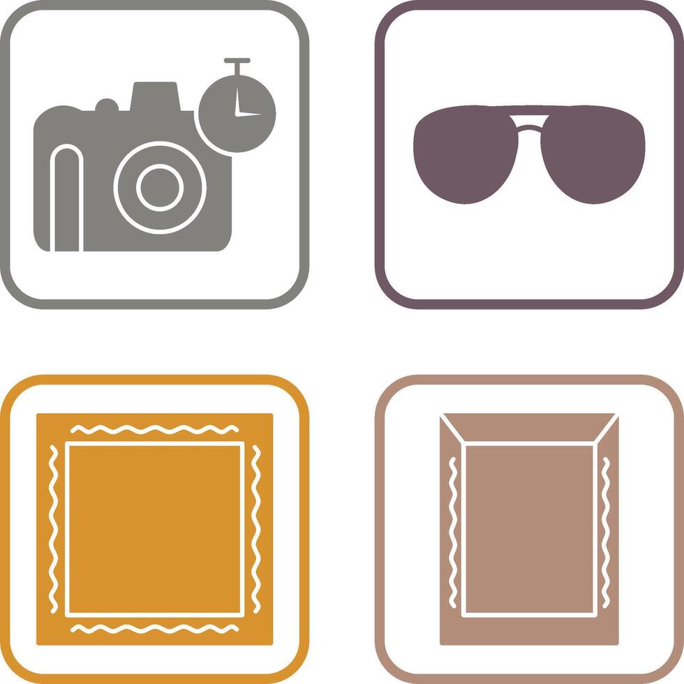 lentes y Temporizador en cámara icono vector