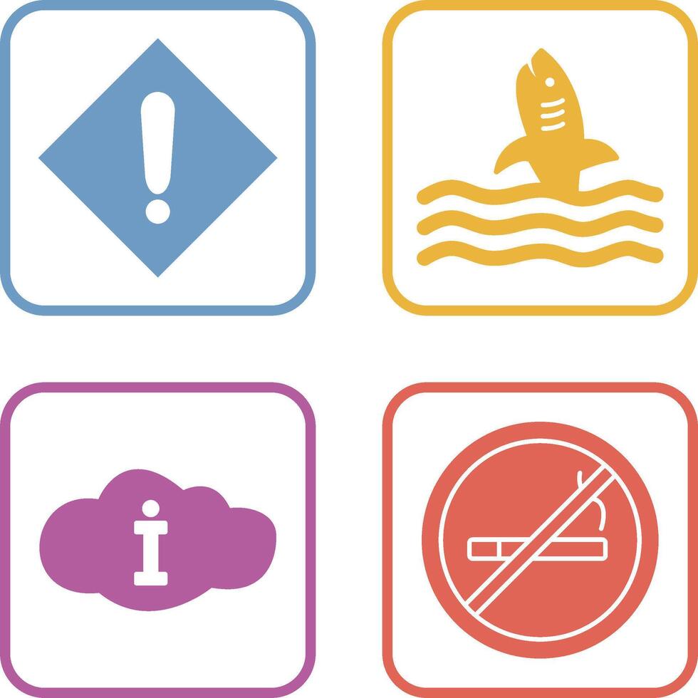 caution sign and dangerous shark Icon vector
