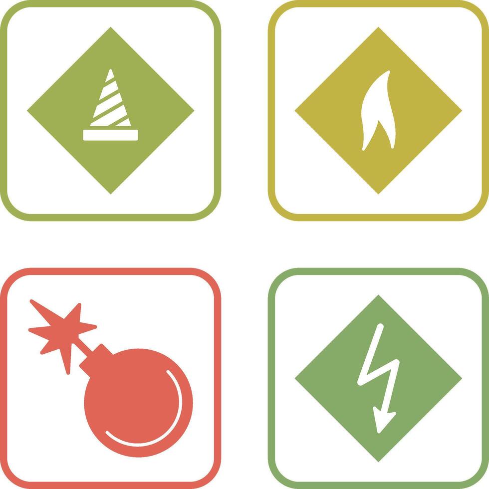 under construction and flammable material Icon vector