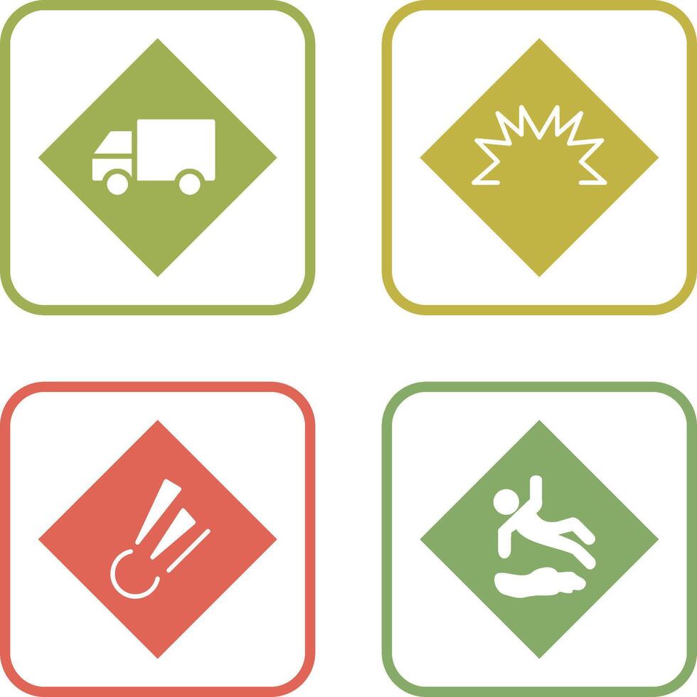 dangerous vehicle and danger of welding Icon vector