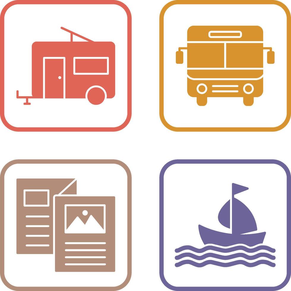 Bus and trailer Icon vector