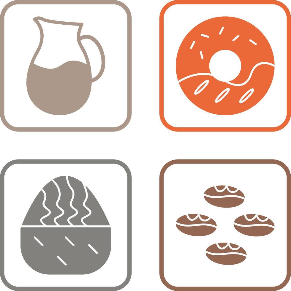 milk jug and cream doughnut Icon vector