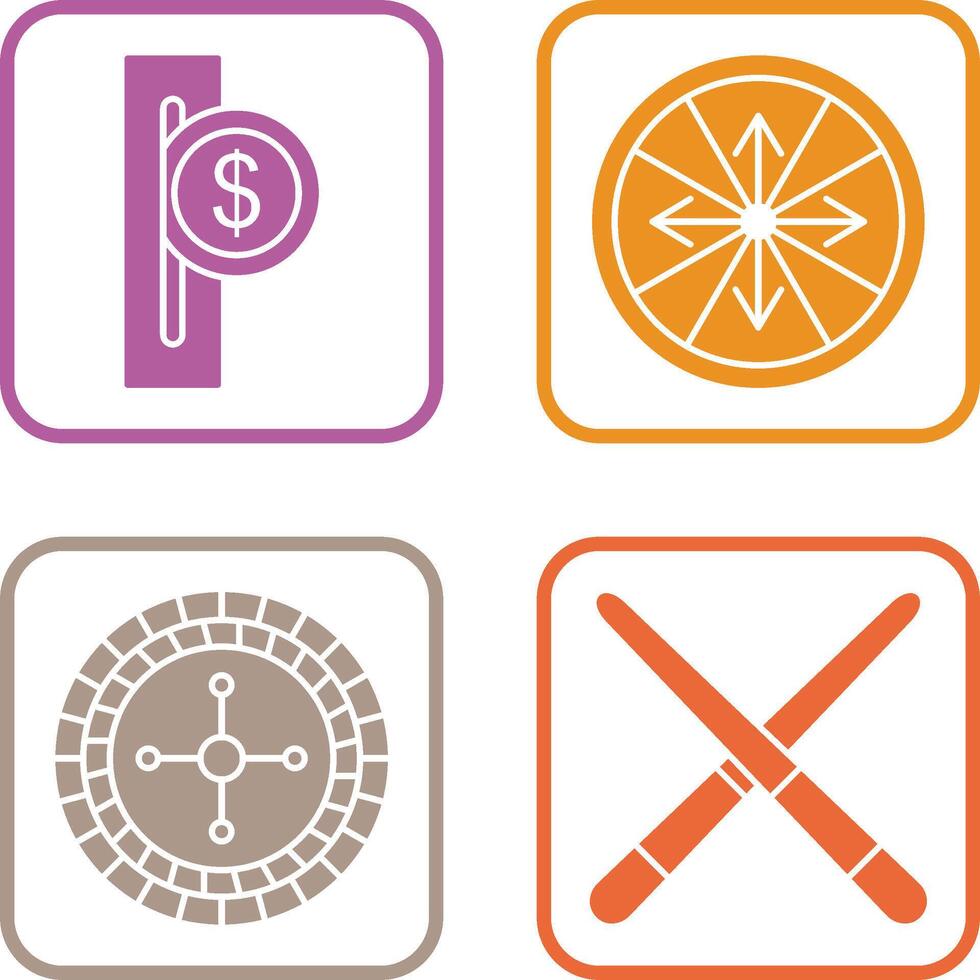 slot for coins and roulette With arrows Icon vector