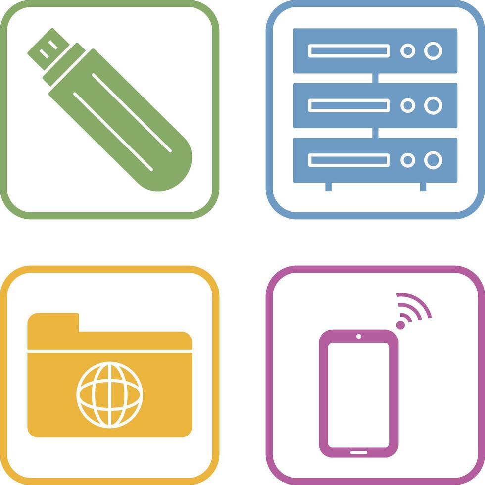 usb drive and server Icon vector