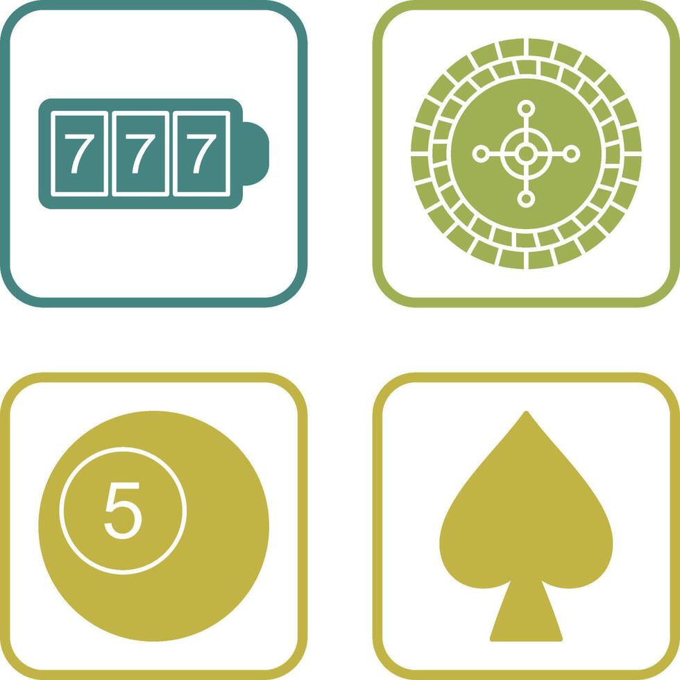 slot machine with sevens and roulette Icon vector