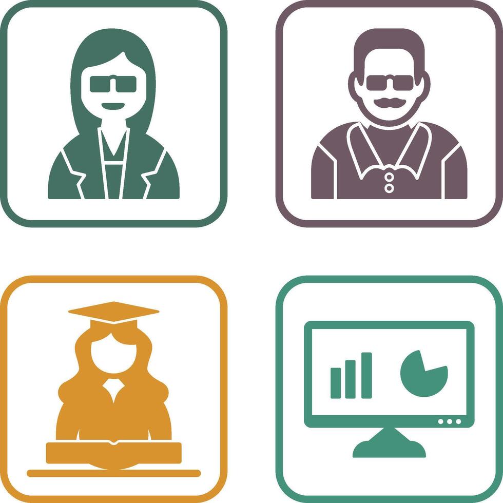 Female Professor and Male Professor Icon vector