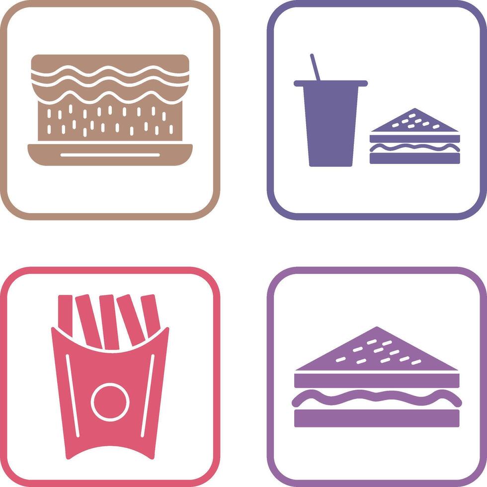 cream cake and lunch bistro Icon vector