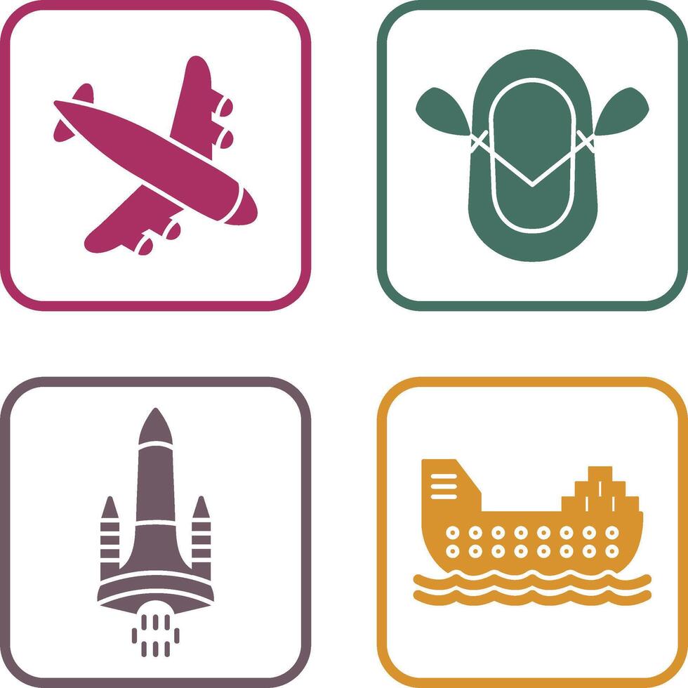 Landing Airplane and Dinghy Icon vector