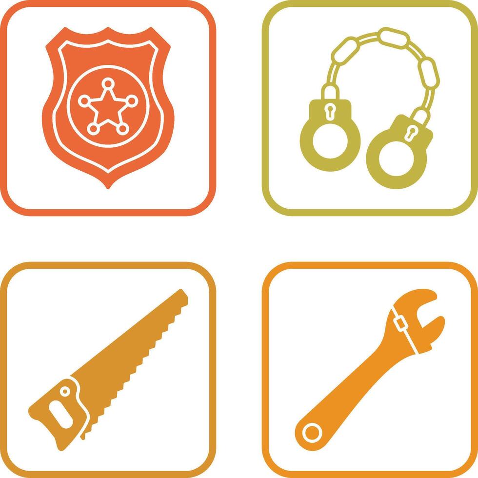 Police shield and Handcuff Icon vector