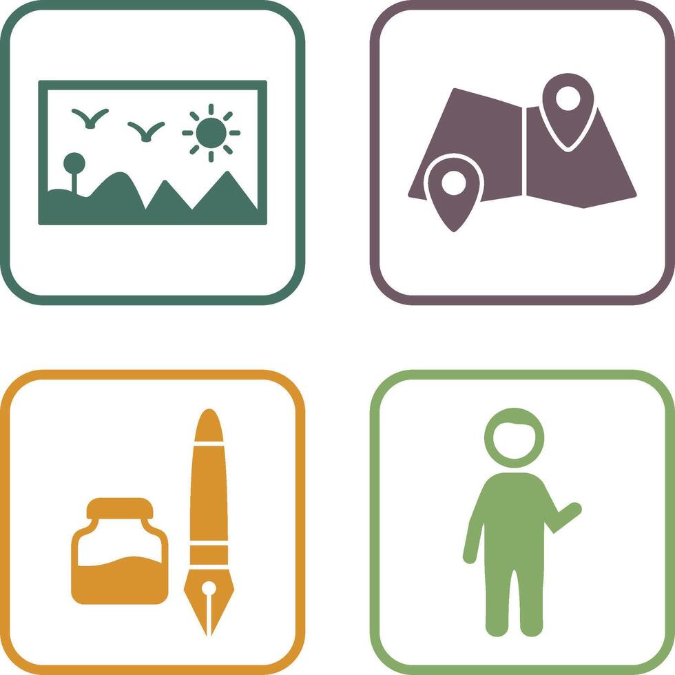Painting Exhibit and Folded Icon vector