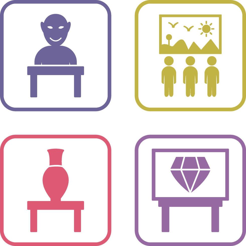 Human Sculpture and Viewing Icon vector