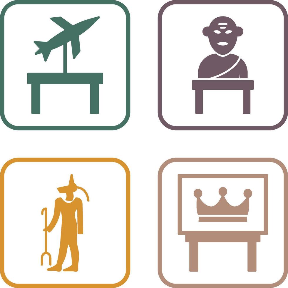 Jet Exhibit and Greek god Icon vector