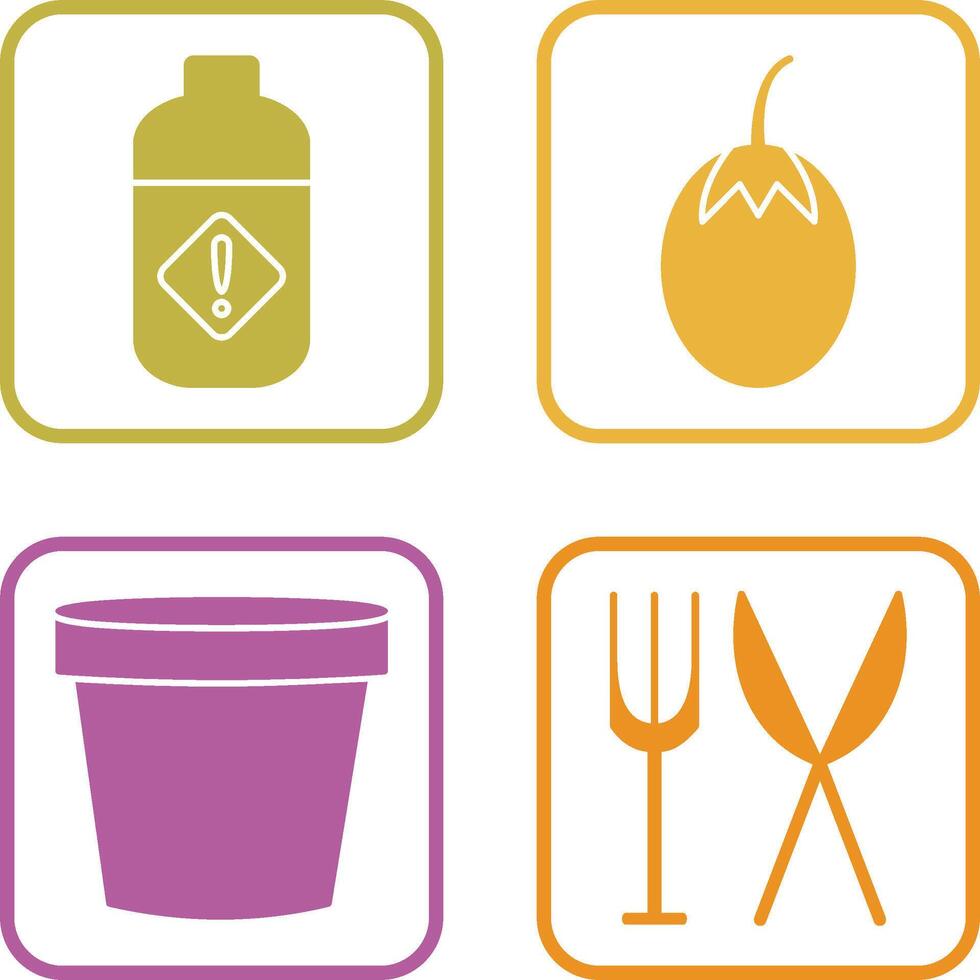 Vegetable plant and Pesticide Icon vector