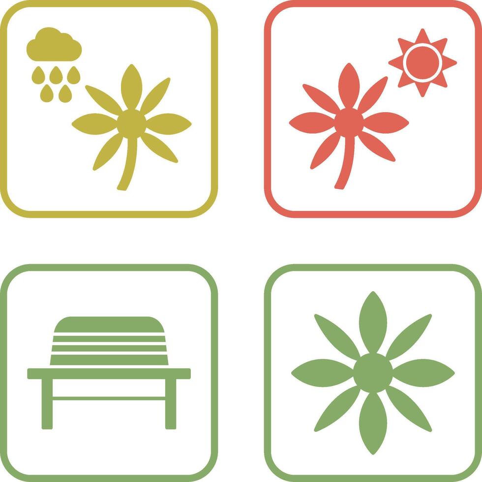 Flower with rain and Flower Icon vector